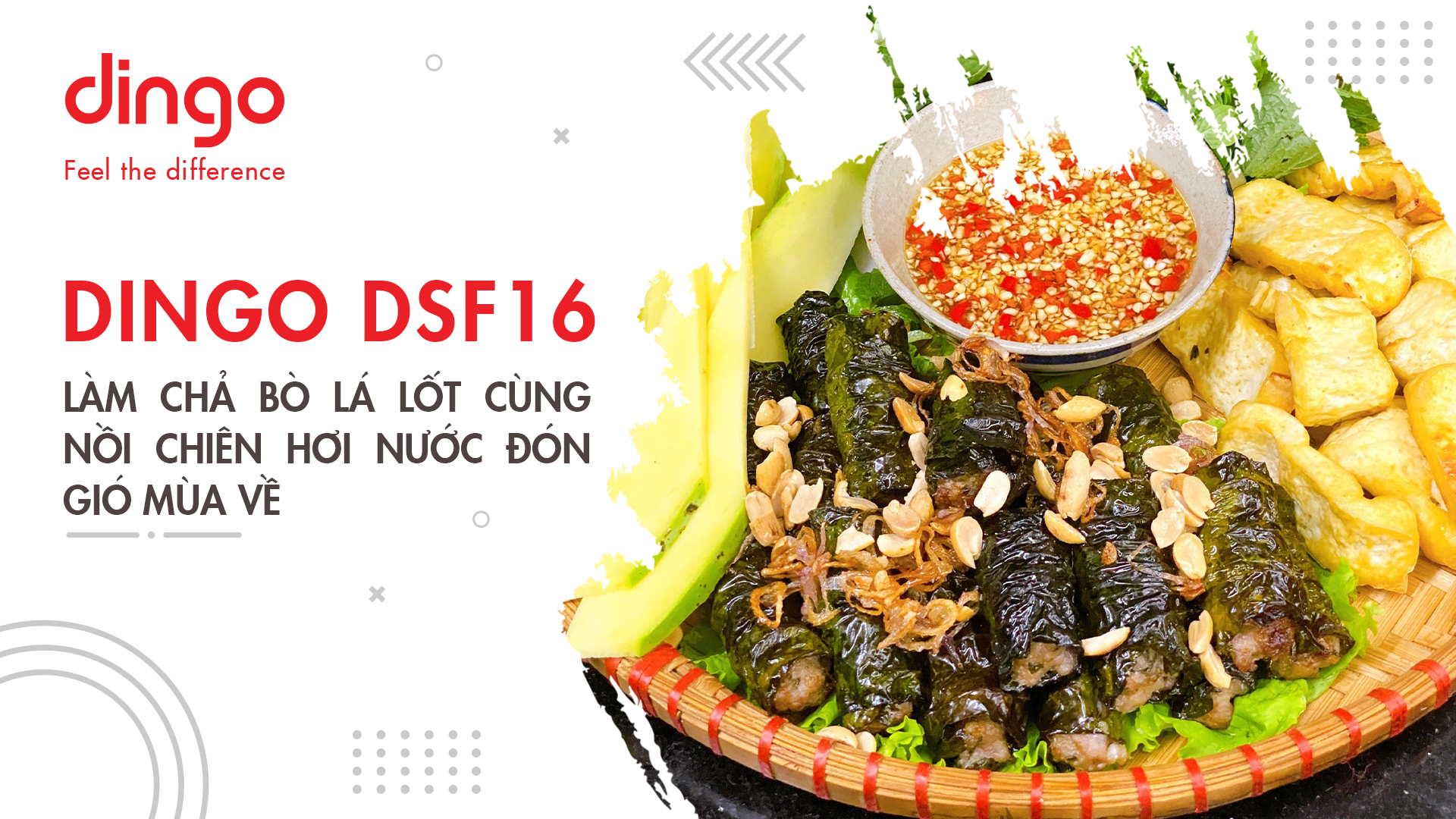 làm chả bò lá lốt bằng nồi chiên hơi nước DINGO DSF16